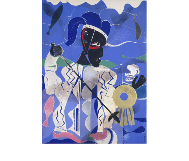Romare Bearden. <em>Poseidon, The Sea God</em>, 1977. Collage. Courtesy Thompson Collection, Indianapolis, Indiana. Art © Romare Bearden Foundation, Licensed by VAGA, New York Poseidon, The Sea God