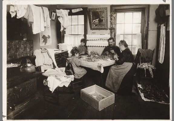 Lewis W. Hine, <em>Whole Family Making Artificial Flowers</em>, 1908, Gelatin silver print