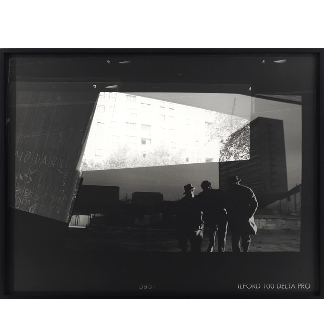 David Maljkovic. <em>Recalling Frames</em>, 2010. Black and white photograph; 42-1/2 x 55 inches. Courtesy the artist and Metro Pictures, New York. David Maljkovic, Recalling Frames