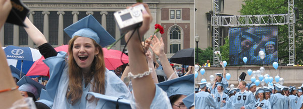 Barnard graduates celebrate at the 2004 Commencement ceremony.