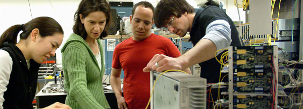 Engineering students in a classroom lab.